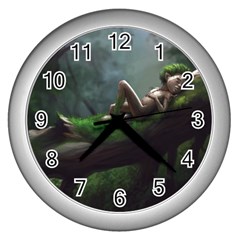 Wooden Child Resting On A Tree From Fonebook Wall Clock (silver) by 2853937