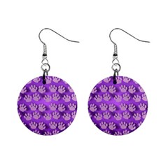 Pattern Texture Feet Dog Purple Mini Button Earrings