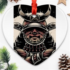 Samurai Oni Mask Heart Ornament (two Sides) by Saga96