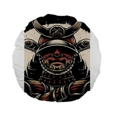 Samurai Oni Mask Standard 15  Premium Round Cushions by Saga96