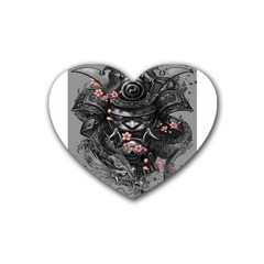 Samurai Oni Mask Rubber Coaster (heart)  by Saga96