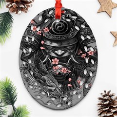 Samurai Oni Mask Oval Filigree Ornament (two Sides) by Saga96