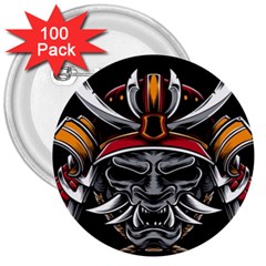 Samurai Oni Mask 3  Buttons (100 Pack)  by Saga96