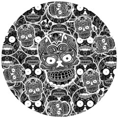 Sugar Skulls Bw Wooden Puzzle Round by ExtraAwesomeSauce