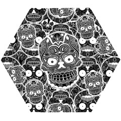 Sugar Skulls Bw Wooden Puzzle Hexagon by ExtraAwesomeSauce