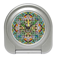 Sugar Skulls Pattern Travel Alarm Clock by ExtraGoodSauce