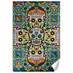 Sugar Skulls Pattern Canvas 24  X 36  by ExtraAwesomeSauce