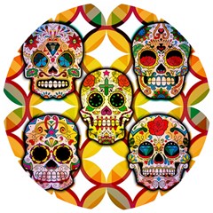 Sugar Skulls Wooden Puzzle Round by ExtraAwesomeSauce