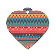 Native American Pattern Dog Tag Heart (one Side) by ExtraGoodSauce