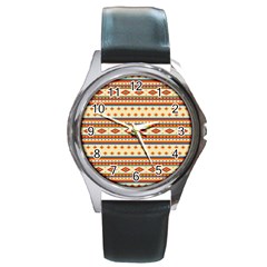 Native American Pattern Round Metal Watch by ExtraGoodSauce