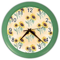 Sunflowers Pattern Color Wall Clock by ExtraAwesomeSauce