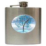 Crystal Blue Tree Hip Flask (6 oz) Front