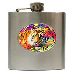 Tiger In The Jungle Hip Flask (6 Oz) by icarusismartdesigns