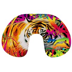 Tiger In The Jungle Travel Neck Pillow by icarusismartdesigns