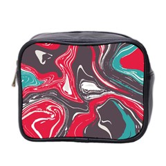 Red Vivid Marble Pattern 3 Mini Toiletries Bag (two Sides) by goljakoff