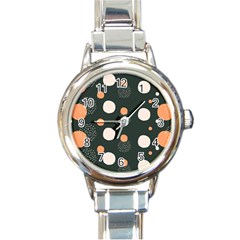 Black Peach White  Round Italian Charm Watch by Sobalvarro