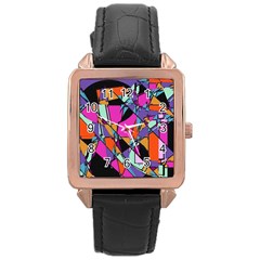 Abstract  Rose Gold Leather Watch  by LW41021