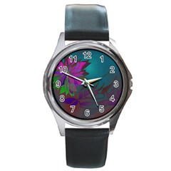 Evening Bloom Round Metal Watch by LW323