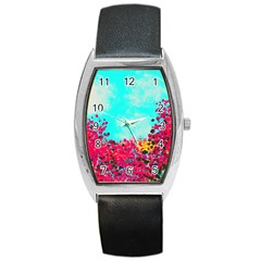 Flowers Barrel Style Metal Watch by LW323