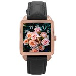 Sweet Roses Rose Gold Leather Watch  Front