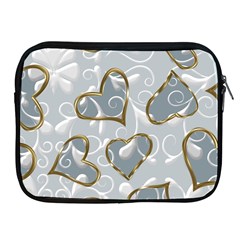   Gold Hearts On A Blue Background Apple Ipad 2/3/4 Zipper Cases by Galinka