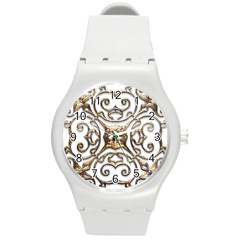 Gold Design Round Plastic Sport Watch (m) by LW323