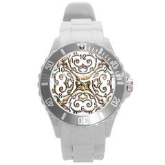 Gold Design Round Plastic Sport Watch (l) by LW323