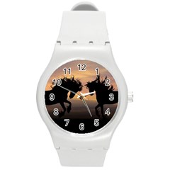 Evening Horses Round Plastic Sport Watch (m) by LW323