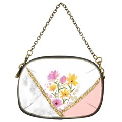 Minimal Peach Gold Floral Marble A Chain Purse (one Side) by gloriasanchez