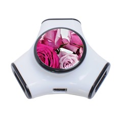 Magenta Roses 3-port Usb Hub by kaleidomarblingart