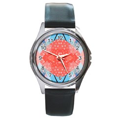 Chic Boho Print E Round Metal Watch by gloriasanchez