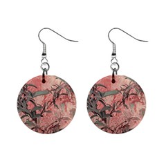 Botanic Grunge Motif Artwork Mini Button Earrings by dflcprintsclothing