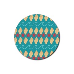 Starfish And Seashells  Sea Rubber Round Coaster (4 Pack)  by SychEva