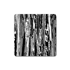 Black And White Abstract Linear Print Square Magnet by dflcprintsclothing