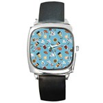 Coffee Time Square Metal Watch Front