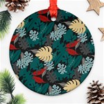 Tropical Autumn Leaves Round Ornament (Two Sides) Back