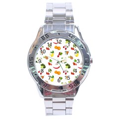 Fruits, Vegetables And Berries Stainless Steel Analogue Watch by SychEva