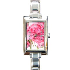 Magenta Bouquet Rectangle Italian Charm Watch by kaleidomarblingart