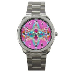 Indian Summer I Sport Metal Watch by kaleidomarblingart