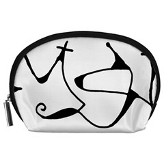 Black And White Abstract Linear Decorative Art Accessory Pouch (large) by dflcprintsclothing