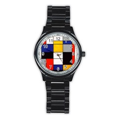 Composition A By Piet Mondrian Stainless Steel Round Watch by maximumstreetcouture