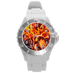 Fire-burn-charcoal-flame-heat-hot Round Plastic Sport Watch (l) by Sapixe