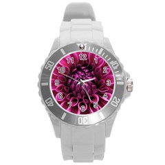 Dahlia-flower-purple-dahlia-petals Round Plastic Sport Watch (l) by Sapixe