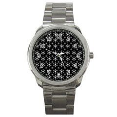 Snowflakes Background Pattern Sport Metal Watch by Sapixe