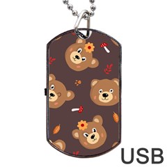 Bears-vector-free-seamless-pattern1 Dog Tag Usb Flash (one Side) by webstylecreations