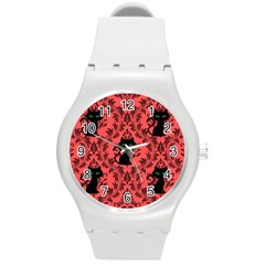 Cat Pattern Round Plastic Sport Watch (m) by NerdySparkleGoth