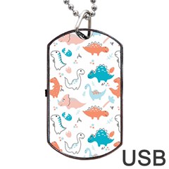 Funny Dinosaurs Kids Dog Tag Usb Flash (two Sides) by SychEva