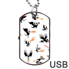 Dragon-phoenix-fire-bird-ancient Dog Tag Usb Flash (two Sides) by Sudhe