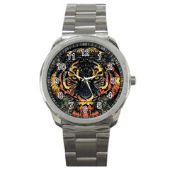 Tiger-predator-abstract-feline Sport Metal Watch by Sudhe