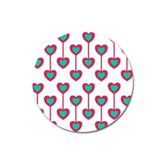 Red Hearts On A White Background Magnet 3  (round) by SychEva